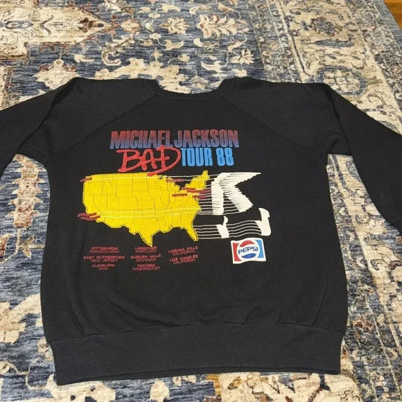 VTG 1988 Michael Jackson Bad Tour Concert Unisex LS Black Sweatshirt - Picture 11 of 16